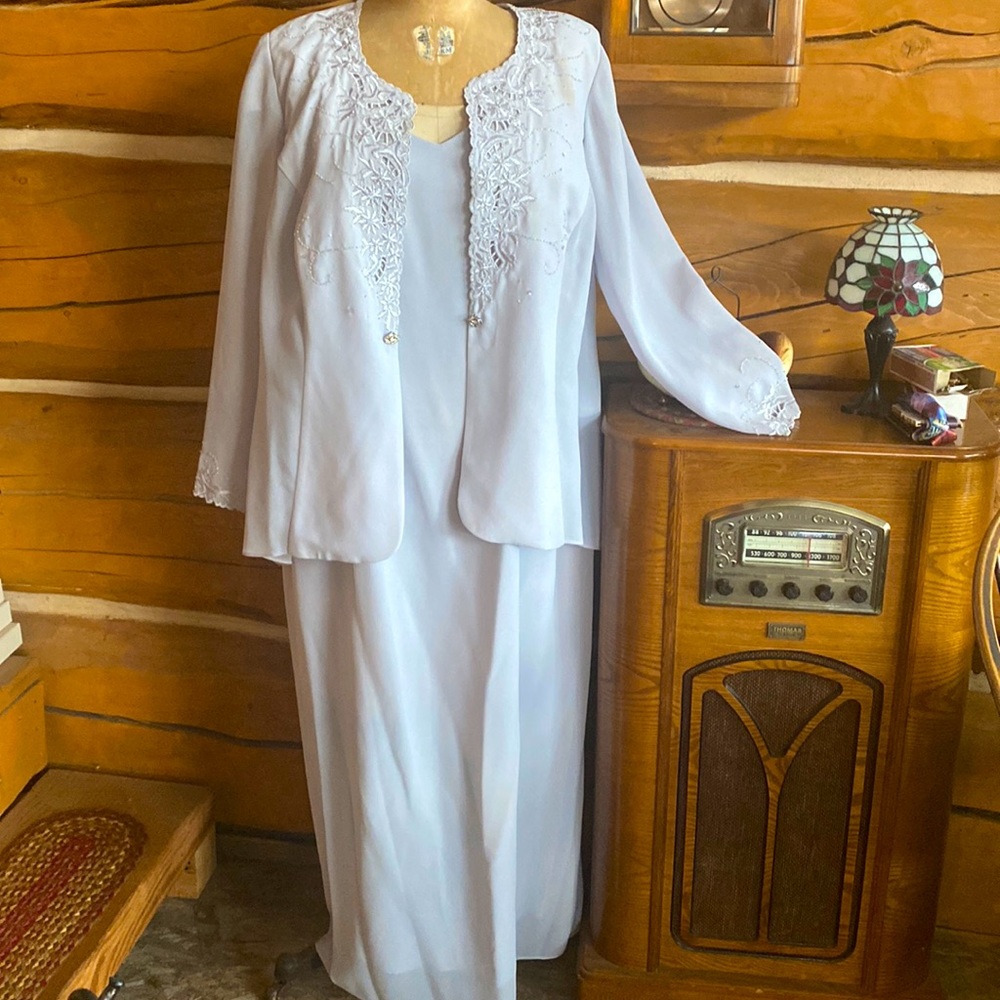 R & M Richards formal dress Woman's 20 Elegant WM maxi dress / jacket 90s 1990s